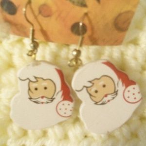 ☃️☃️Handmade Wooden Santa Clause earrings☃️☃️